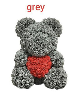 40CM Rose Bear With Heart Teddy Bear Artificial Foam Flower Valentines's Day Gift For Women Wedding Decoration