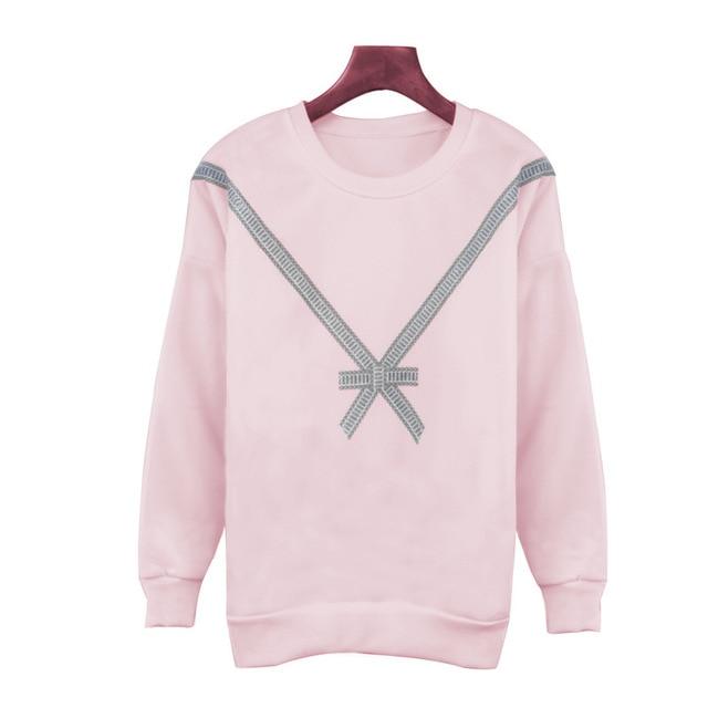 LOSSKY Women Casual Autumn Casual Hoodies Round Neck Long Sleeve Sweatershirt Pink Gray Female Fall Hoody Clothing Clothing 2019