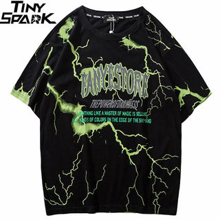 2019 T Shirt Mens Hip Hop Dark Lightning Tshirt Streetwear Summer Cotton Harajuku T-Shirts Short Sleeve Tops Tees Street Wear