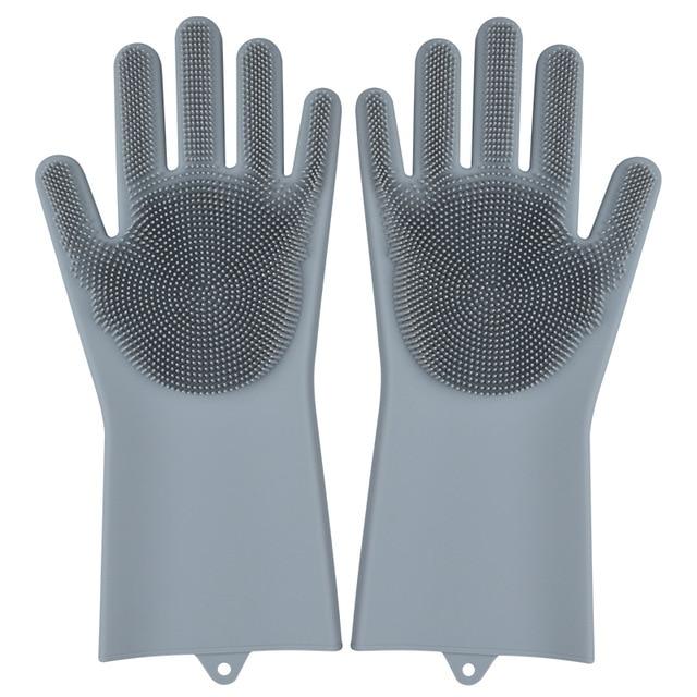 Kitchen Silicone Cleaning Gloves Magic Silicone Dish Washing Gloves For Household Silicone Scrubber Rubber Dishwashing Gloves