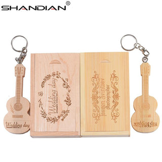 Wooden guitar USB flash drive